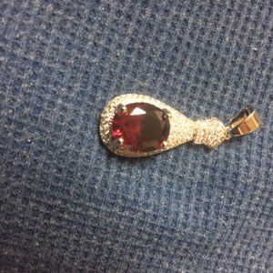 Garnet and Sterling Silver Pendant